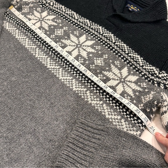Vintage Club Room Mens Snowflake Sweater XL Shawl Collar 90s Wool Blend Nordic - Picture 6 of 9
